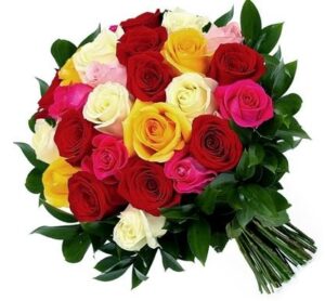 Buquê de rosas coloridas 12 flores
