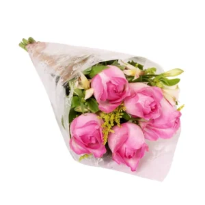 Buquê de 5 Rosa Rosa